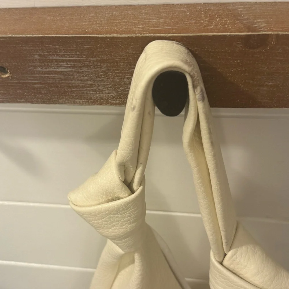 Anthropologie Cream Knotted-Handle Hobo Bag